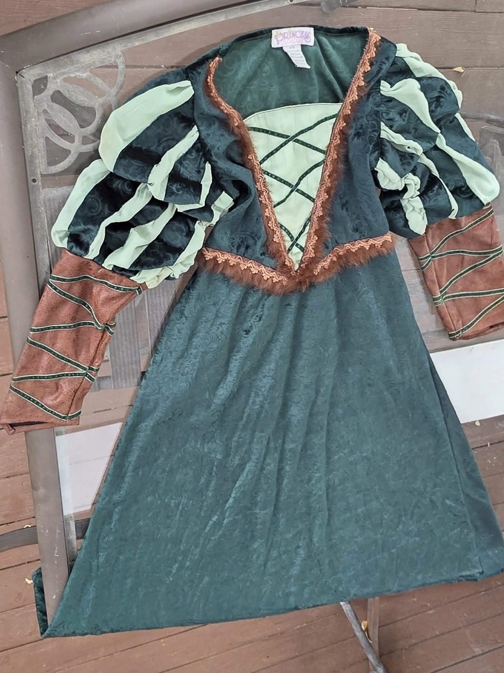 Midnight Green Renaissance-Style Long Sleeve Women's Dress